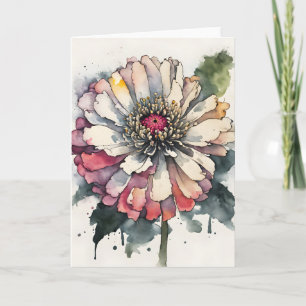Zinnia - Aquarellblumen Karte
