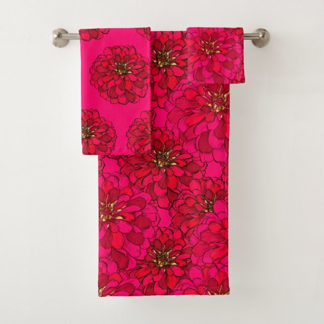 Zinnia-Blume Badhandtuch Set (Insitu)