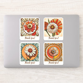 Zinnia Blume Groovy Retro Personalisiert Aufkleber