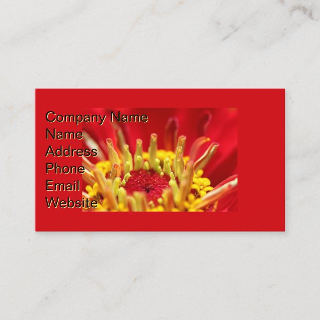 Zinnia Blume Herz Visitenkarte (Vorderseite)