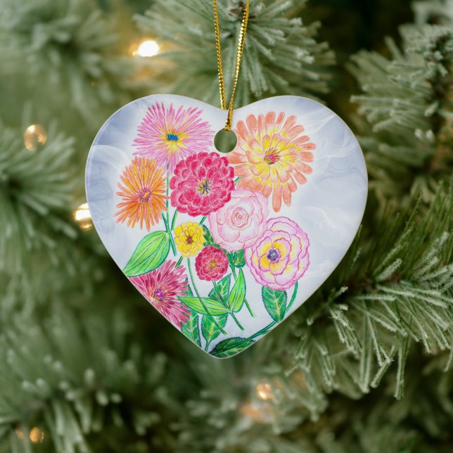 Zinnia Blume Kunst, Dichtung und Musik Keramik Ornament (Baum)