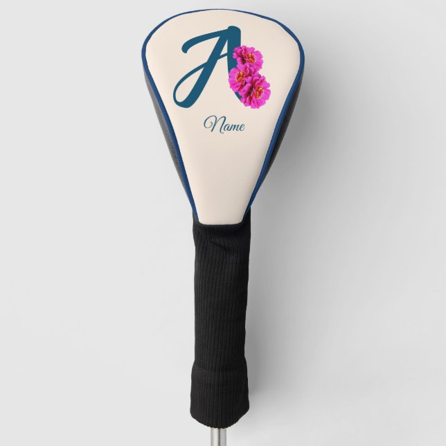 Zinnia Blume Monogramm Initial A Ihr Name Golf Headcover (Vorderseite)