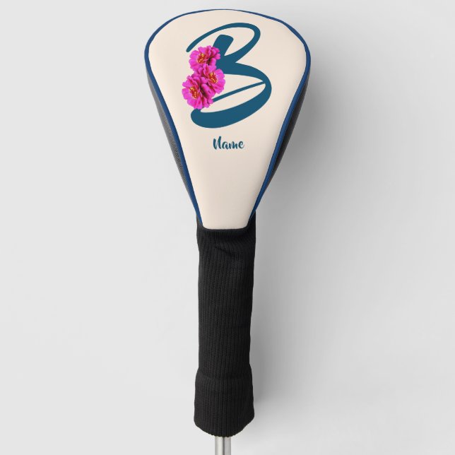 Zinnia Blume Monogramm Initial B Ihr Name Golf Headcover (Vorderseite)