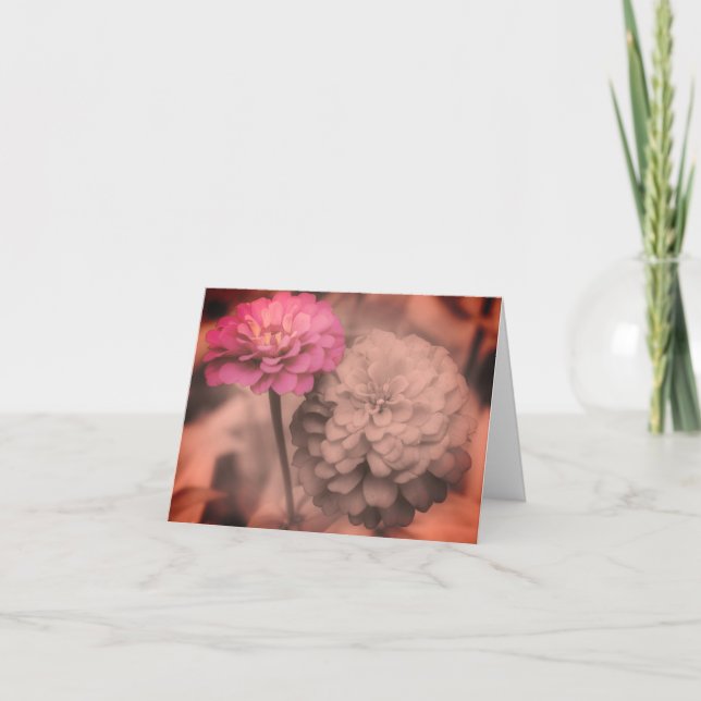 Zinnia-Blume Vintage Schwarzweißkarte Dankeskarte (Vorderseite)