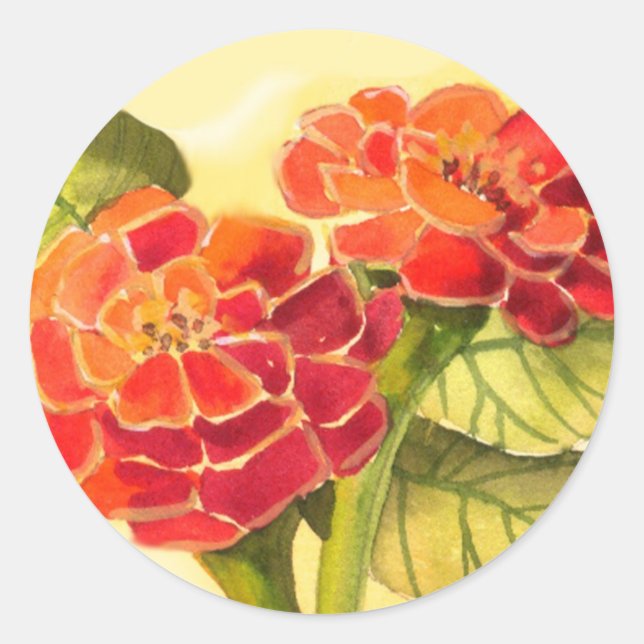Zinnia-Blumen-Aufkleber Runder Aufkleber (Vorderseite)