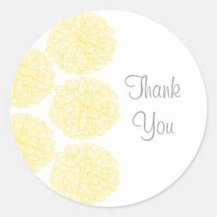 Zinnia Border Danke Stickers, Gelb Runder Aufkleber