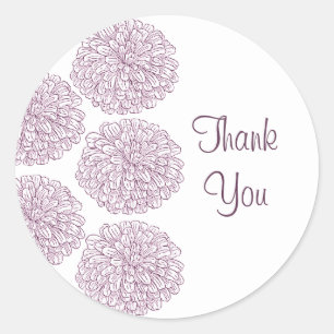 Zinnia Border Danke Stickers, Lila Runder Aufkleber