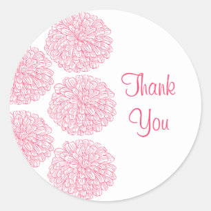 Zinnia Border Danke Stickers, Pink Runder Aufkleber