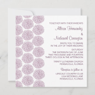 Zinnia Border Wedding Einladung, Lila Einladung