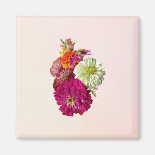 Zinnia Bouquet Mixed Colors Magnet