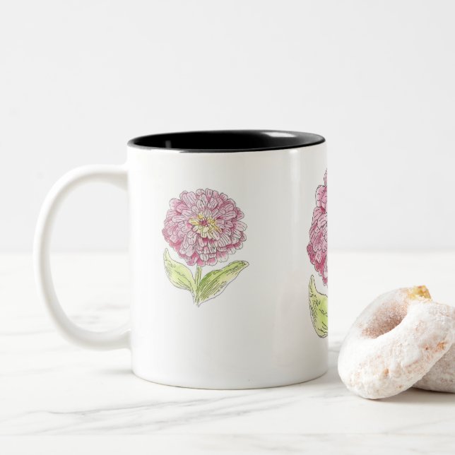 Zinnia Burst Zweifarbige Tasse (Mit Donut)