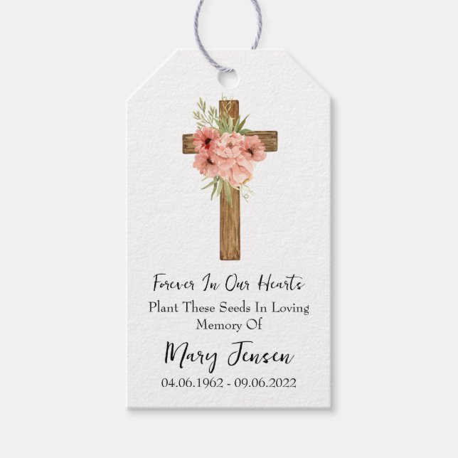 Zinnia Cross Memorial Funeral Seed Packet  Geschenkanhänger (Vorderseite)