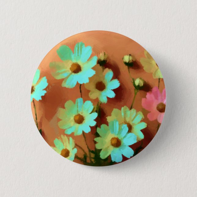Zinnia Elegans Blume Button (Vorderseite)