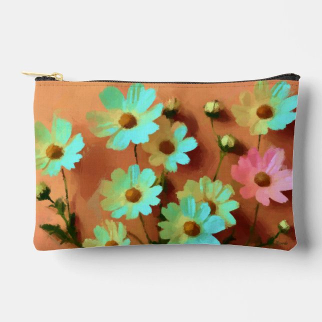Zinnia Elegans Blume Zubehörtasche (Vorderseite)
