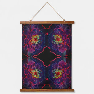 Zinnia Fantasy Abstrakte Blume Art Wandteppich Mit Holzrahmen