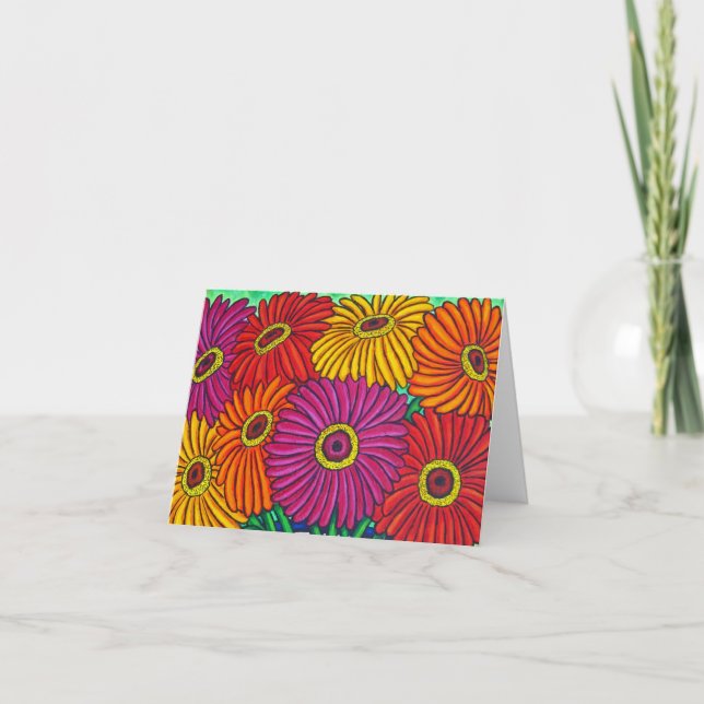 Zinnia Fiesta "Floral Crop" Anmerkung/Grußkarte Karte (Vorderseite)