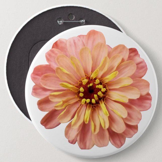 Zinnia Floral Blume Naturfotografie Button (Vorne & Hinten)