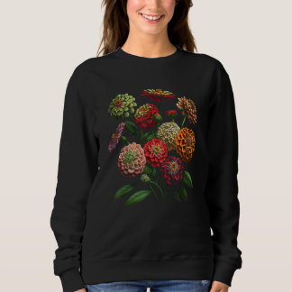 Zinnia Flowers Floral Bouquet Design Sweatshirt