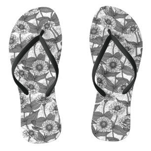 Zinnia, Monochom auf weiß Flip Flops