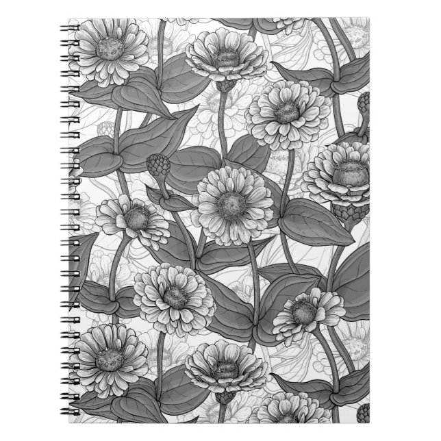 Zinnia, Monochom auf weiß Notizblock (Vorderseite)
