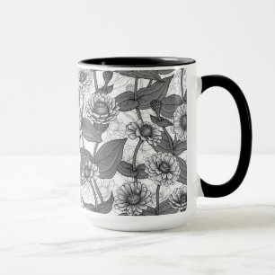 Zinnia, Monochom auf weiß Tasse