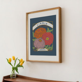 Zinnia-Samenpaket Poster (Soft Navy)