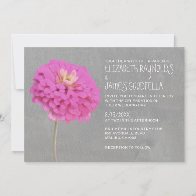 Zinnias Hochzeitseinladungen Einladung (Vorderseite)