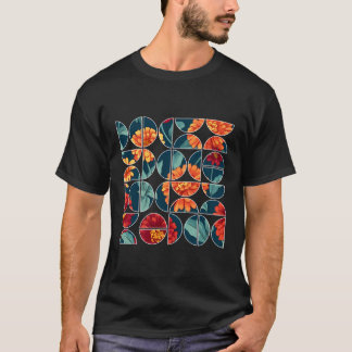 Zinnias Summer Floral Botanical Geometric Half Cir T-Shirt