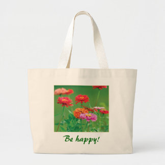 Zinnias-Taschen-Tasche ~ ist glücklich! Jumbo Stoffbeutel