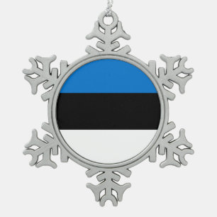 Zinnschneeflocken mit estnischer Flagge Schneeflocken Zinn-Ornament