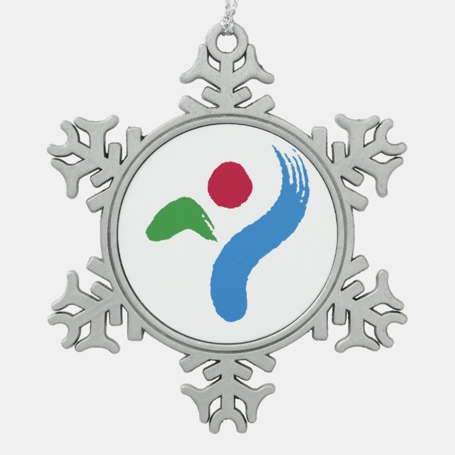 Zinnschneeklocken-Ornament mit Seoul-Flagge Schneeflocken Zinn-Ornament (Vorderseite)