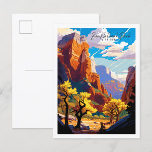 Zion Arizona USA Vintage Illustration Postkarte