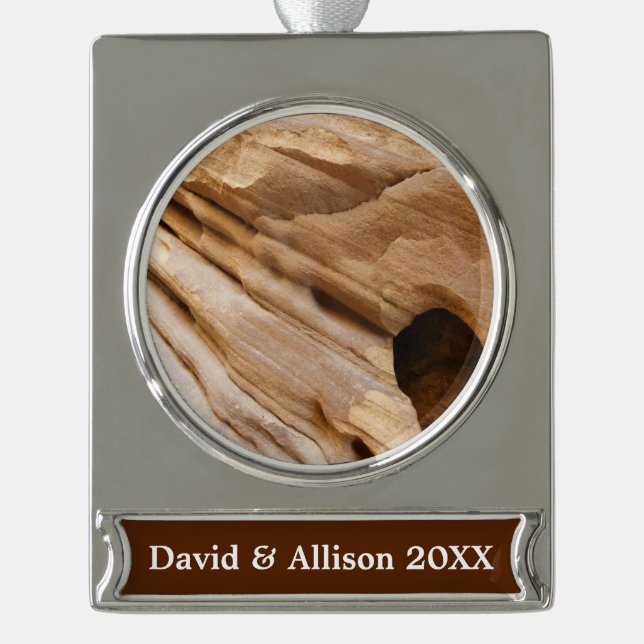 Zion Canyon Wall I Abstrakt Naturfotografie Banner-Ornament Silber (Vorderseite)