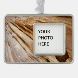 Zion Canyon Wall I Abstrakt Naturfotografie Rahmen-Ornament Silber