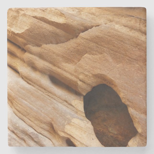 Zion Canyon Wall I Abstrakt Naturfotografie Steinuntersetzer (Vorderseite)