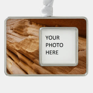 Zion Canyon Wall II Red Rock Abstrakte Fotografie Rahmen-Ornament Silber
