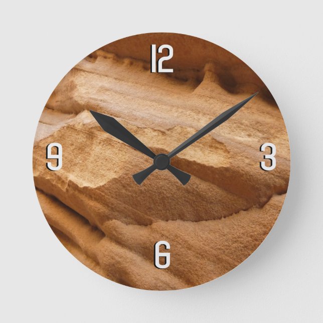 Zion Canyon Wall II Red Rock Abstrakte Fotografie Runde Wanduhr (Vorderseite)