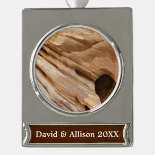 Zion Canyon Wand I Abstrakte Naturfotografie Banner-Ornament Silber