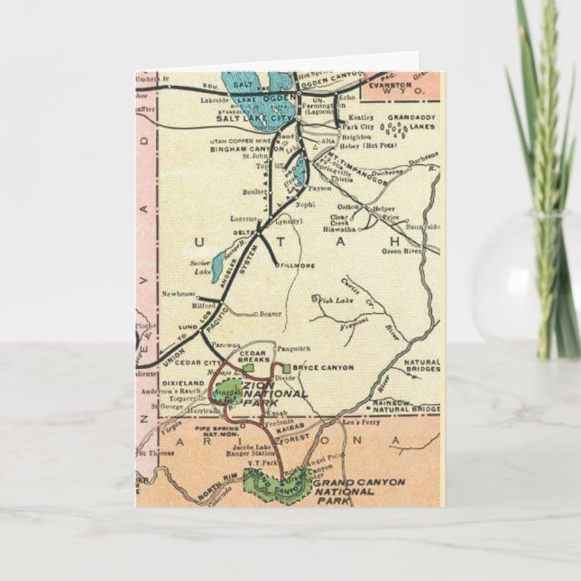 Zion - Grand Canyon Vintage Karte (Vorderseite)