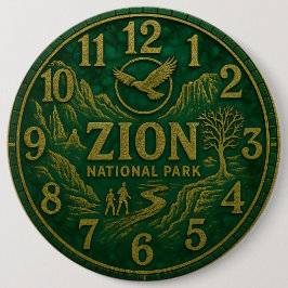 Zion National Park Canyon Hiking and Eagle Art Button