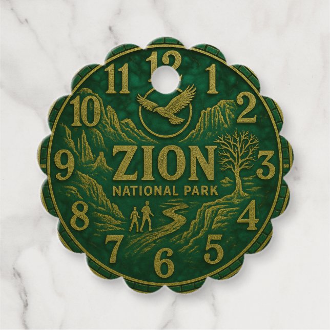 Zion National Park Canyon Hiking and Eagle Art Geschenkanhänger (Vorderseite)