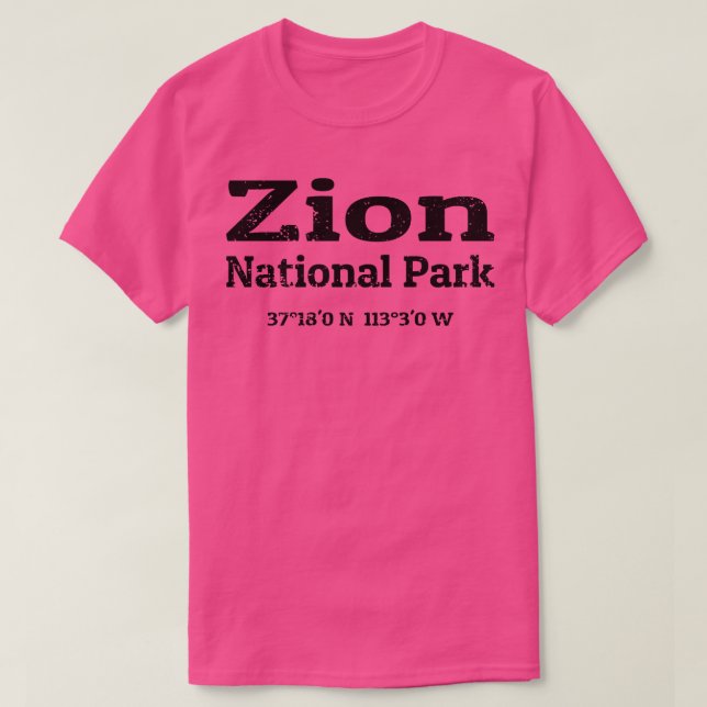 Zion National Park Coordinates T-Shirt (Design vorne)