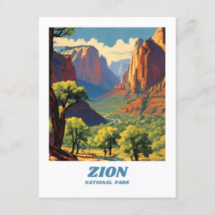 Zion National Park Illustration Retro Ästhetik Postkarte