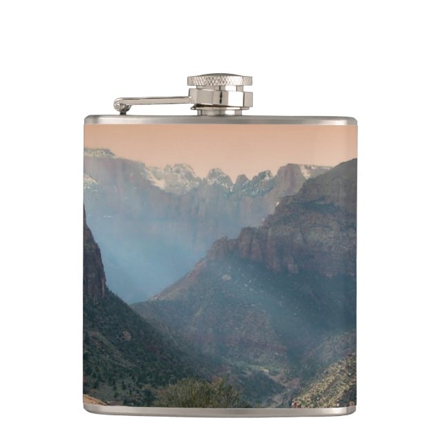 Zion National Park Mountains Landscape Flachmann (Vorderseite)
