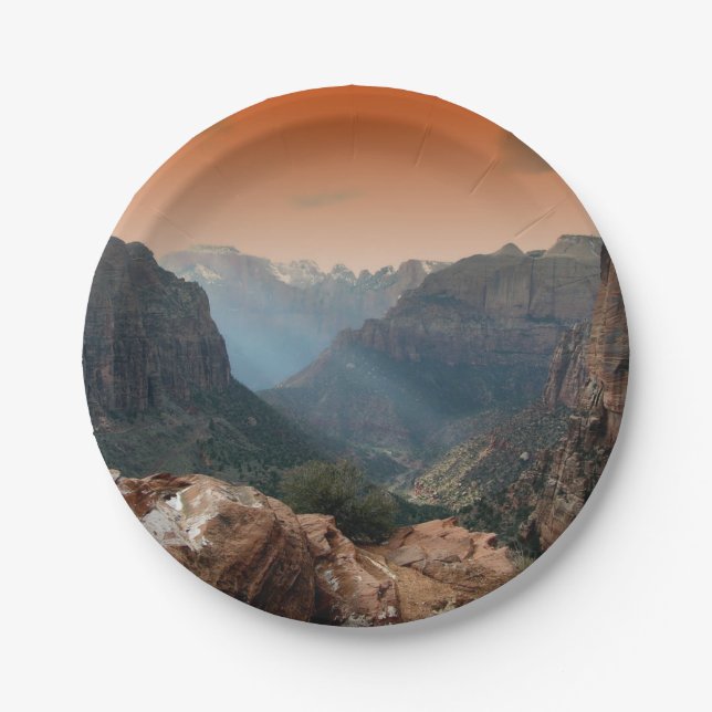 Zion National Park Mountains Landscape Pappteller (Vorderseite)