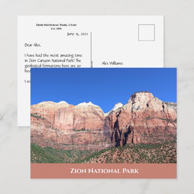 Zion National Park Postcard Postkarte (Vorne/Hinten)