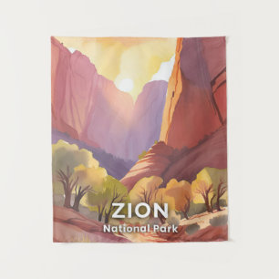 Zion National Park Reise-Aquarell Wandteppich