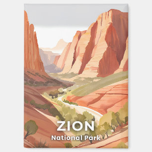 Zion National Park   Reise Aquarelltal Magnet