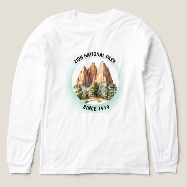Zion National Park Retro Distressed Circle T-Shirt Tri-Blend Shirt (Design Vorderseite)