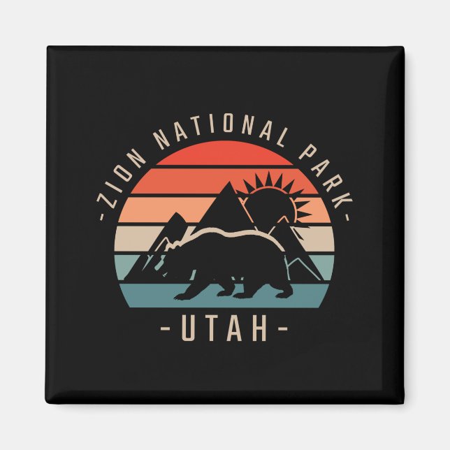 Zion National Park Retro Magnet (Vorne)